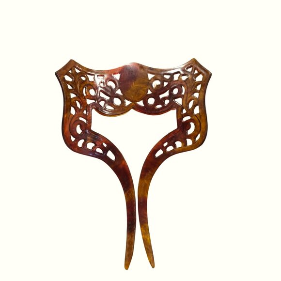 Antique Celluloid Hair Comb Faux Tortoiseshell  Victorian Revival Hair Accessory main image 7